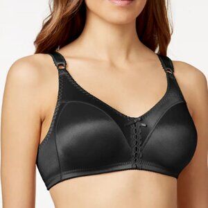 Bali Double Support Wireless Lace Up Front Bra 3820 - Black Sz 40B 925032